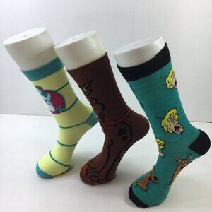 Unisex Scooby-Doo Crew-Themed Fun Socks 3 Pack Scooby Shaggy Brown Blue Yellow
